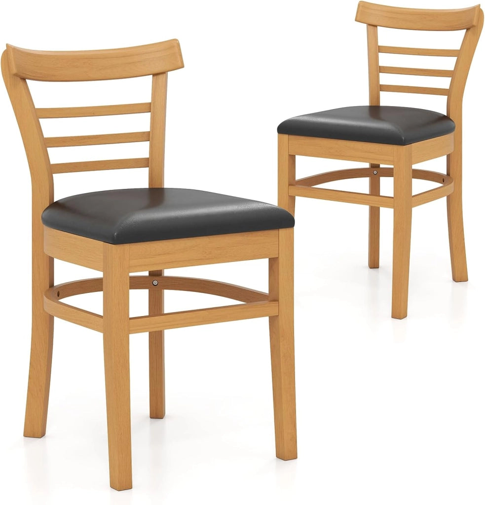 Set di 2 sedie da cucina in legno con seduta imbottita, tavolo da pranzo con schienale, sedie imbottite, in legno, portata 180 kg, sedie senza maniche per cucina