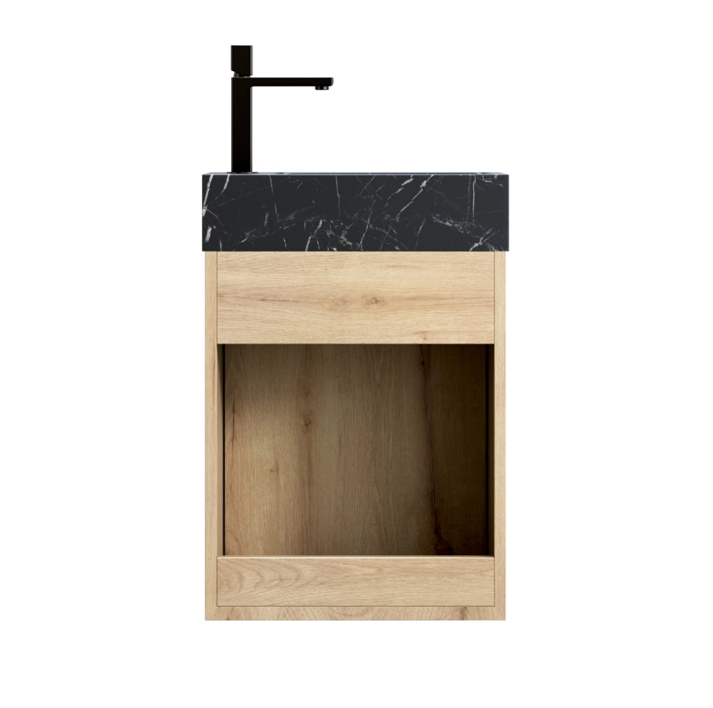 Mobile bagno compatto con lavabo integrato in marmo nero