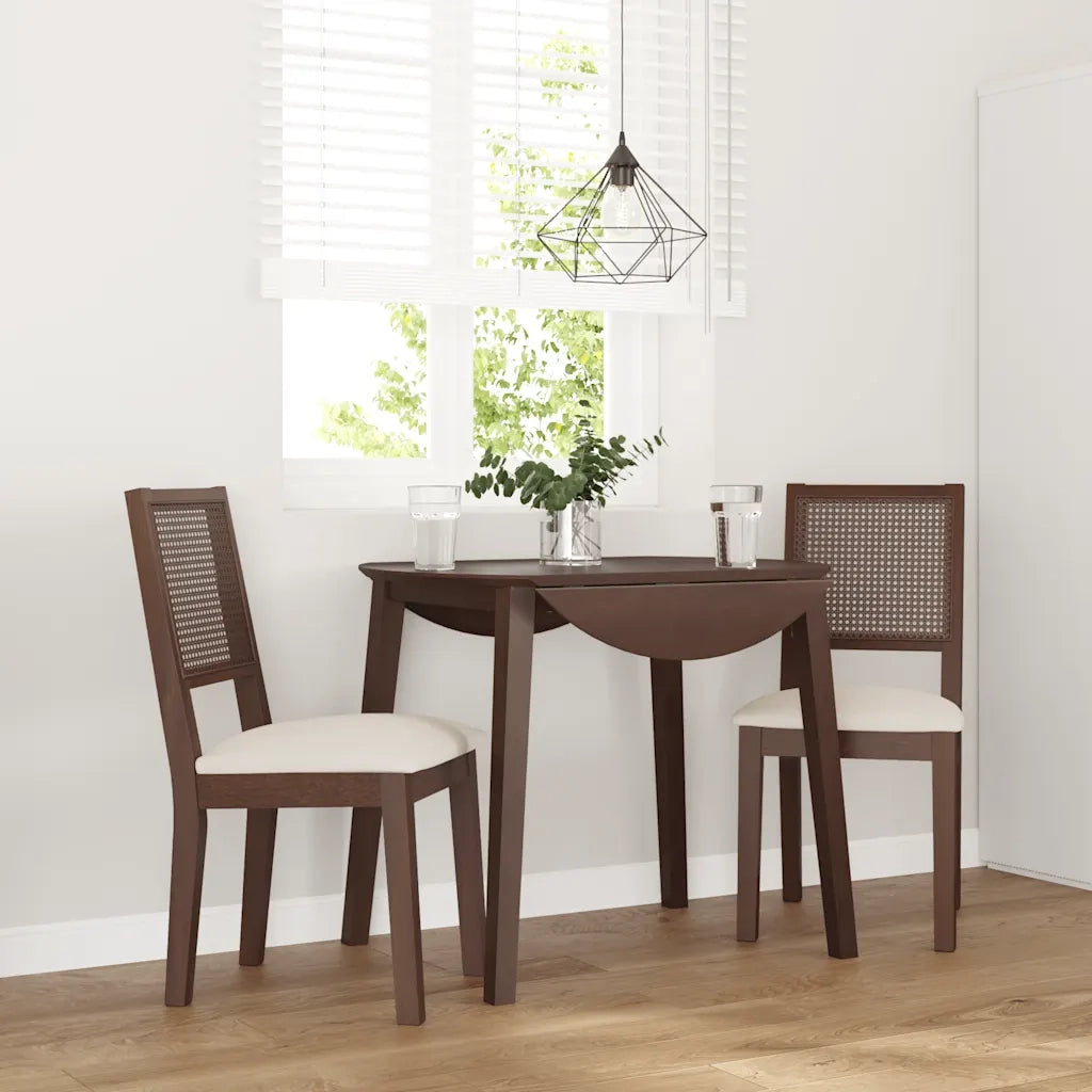 Sedie da Pranzo con Cuscini 2pz Marrone Legno Massello di Hevea 4102476
