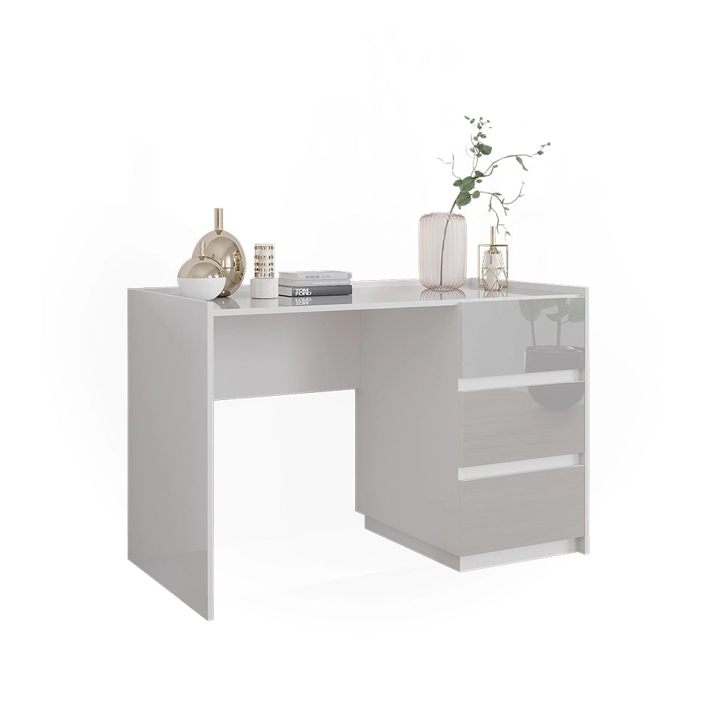 Vicco Tavolo da toilette Bianco lucido 120 cm con 3 cassetti
