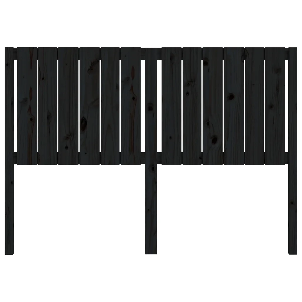Testiera per Letto Nera 145,5x4x100cm in Legno Massello di Pino