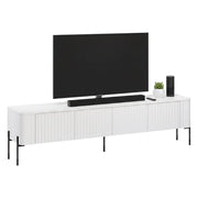 Mobile porta TV Brembana, Madia da salotto con quattro ante battenti, Rialzato da terra, 190x40 h50 cm, Bianco