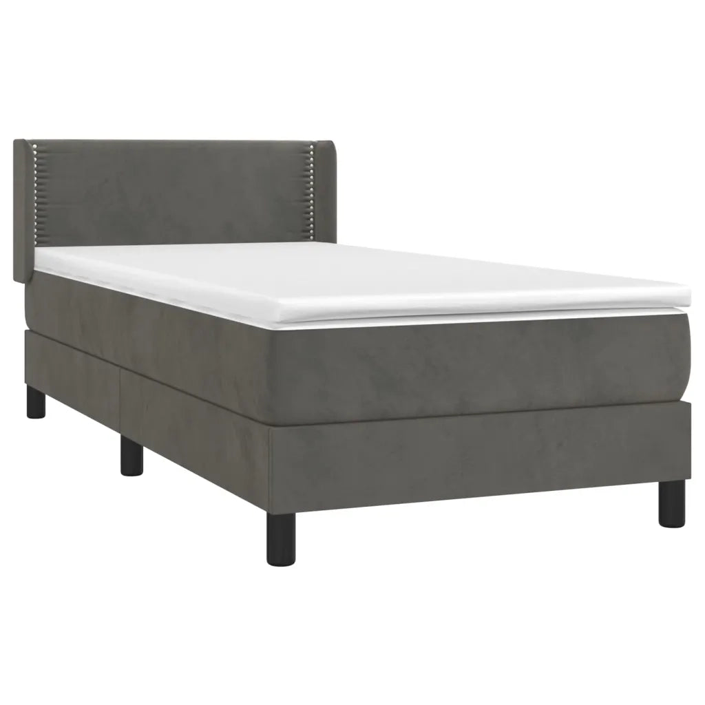 Giroletto a Molle con Materasso Grigio Scuro 90x190 cm Velluto