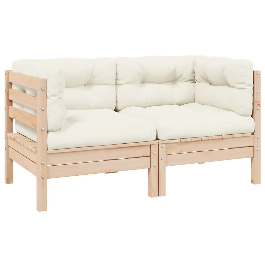 Divano da Giardino a 2 Posti con Cuscini Crema Massello di Pinocod mxl 70746
