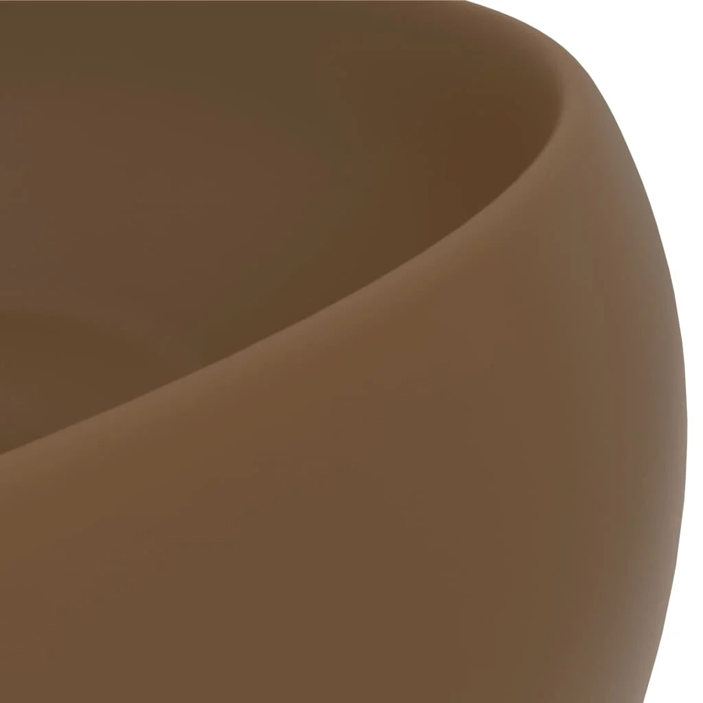 Lavabo rotondo di lusso da appoggio WC lavabo bagno cucina guardaroba interno casa 40x15 cm ceramica crema opaca 02_0002749