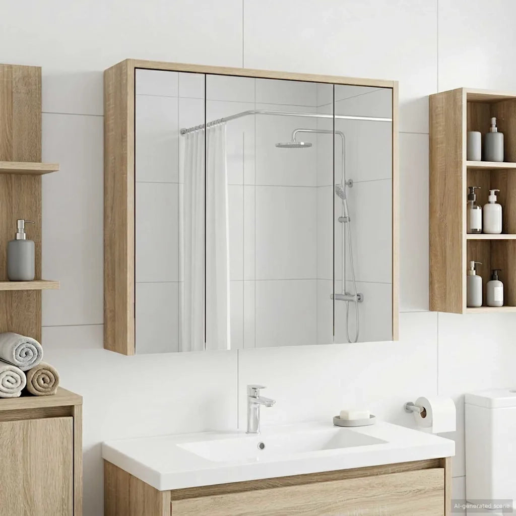 Mobiletto per specchio da Bagno | Armadio da bagno Rovere Sonoma