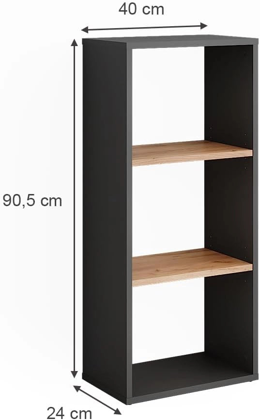 Scaffale in piedi Orlando, Antracite/quercia dorata, 40 x 90.5 cm, con ripiani regolabili per un utilizzo flessibile