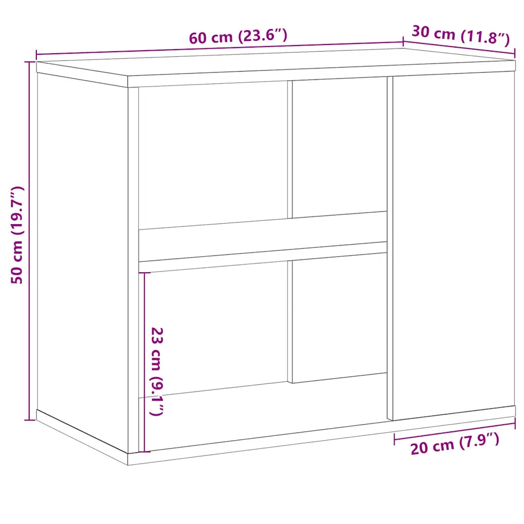 Elegante mobiletto laterale con 2 ripiani pratico contenitore per soggiorno 60 x 30 x 50 cm finitura rovere ingegnerizzato realizzato artigianalmente 02_0050891