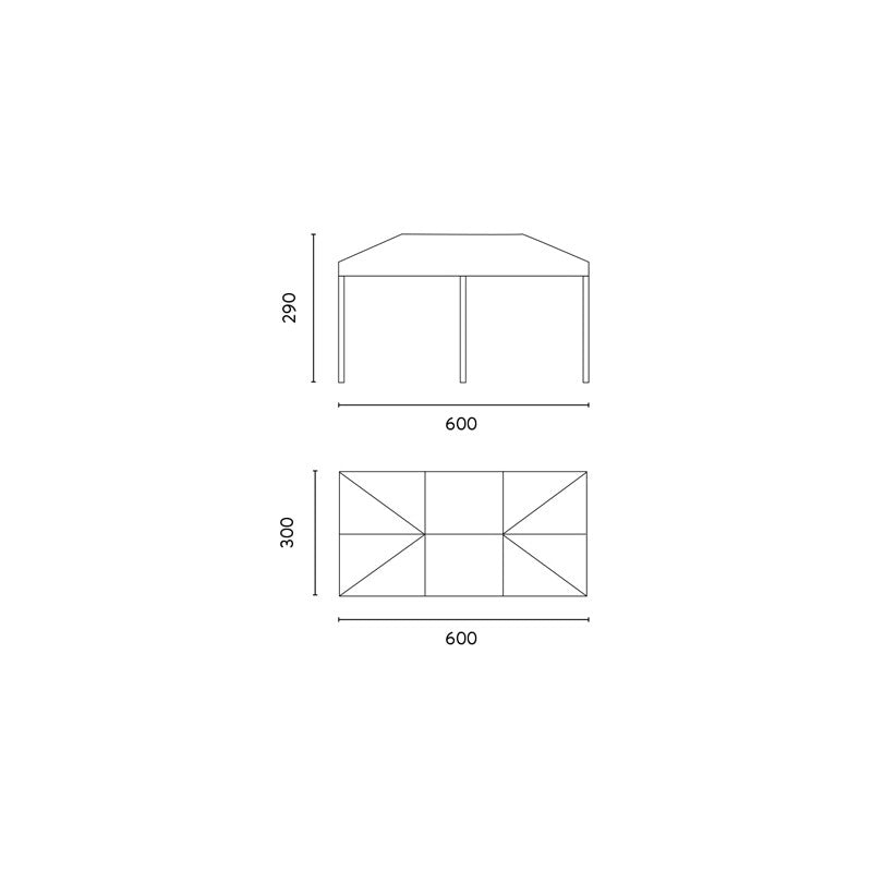 Gazebo rettangolare MOIA in alluminio da 6x3m con tende laterali