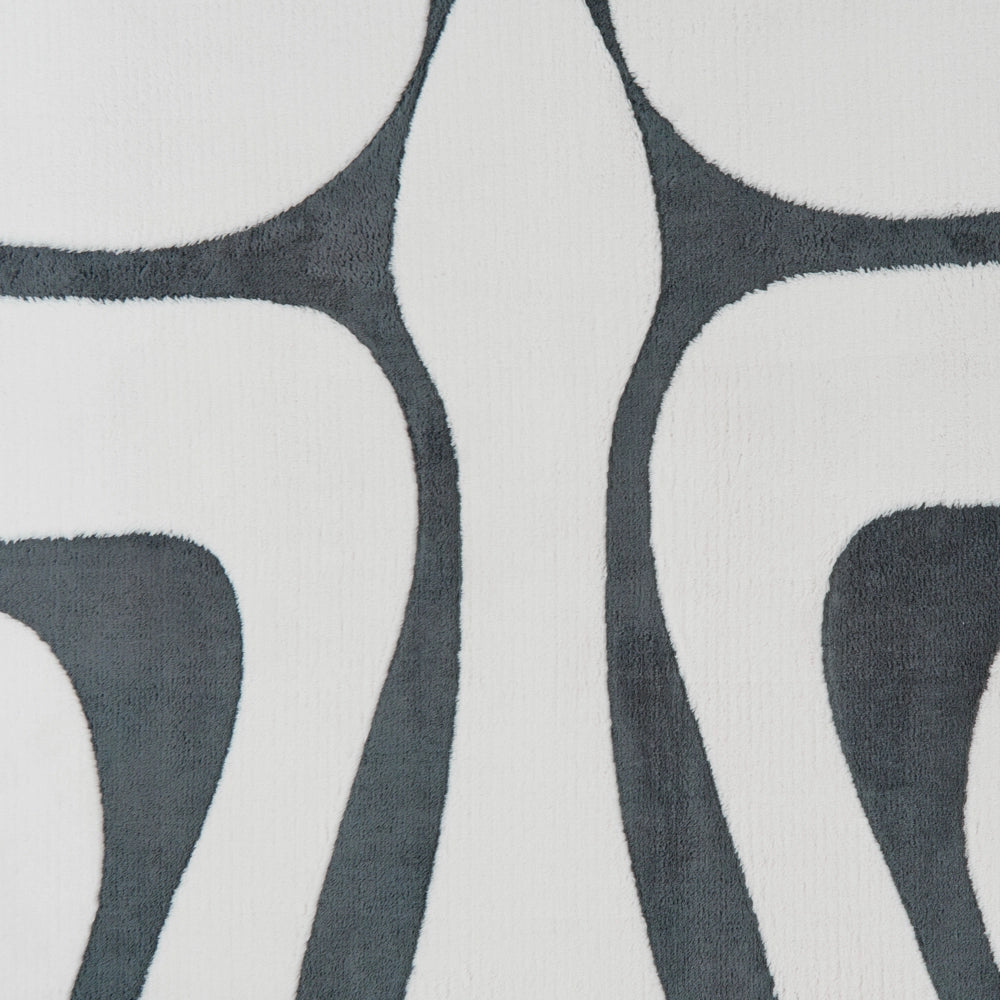 Tappeto da Soggiorno Moderno Rettangolare Jacquard 160 x 230 cm a Pelo Alto Grigio e Bianco con Retro in Poliestere