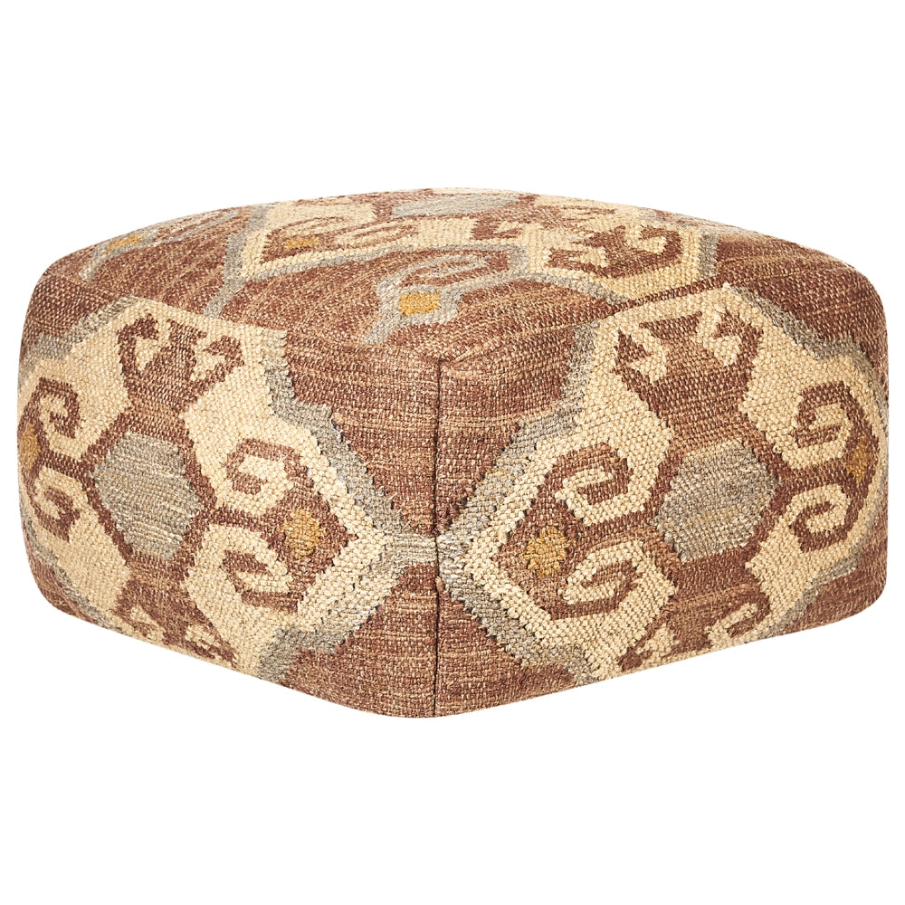 Pouf multicolore in lana di iuta 50 x 50 x 30 cm con motivo geometrico quadrato Moderno Poggiapiedi  imbottito