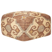 Pouf multicolore in lana di iuta 50 x 50 x 30 cm con motivo geometrico quadrato Moderno Poggiapiedi  imbottito