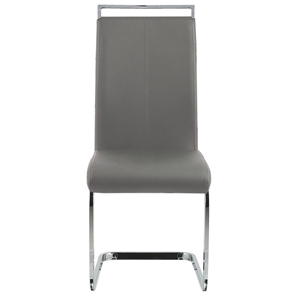 Set di 2 sedie da pranzo grigio ecopelle sedile imbottito con schienale alto a sbalzo sala conferenze moderno