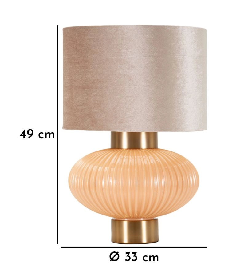 Lampada da Tavolo Perly Ø33x49 cm in Vetro e Ferro e Tessuto Perla e Oro
