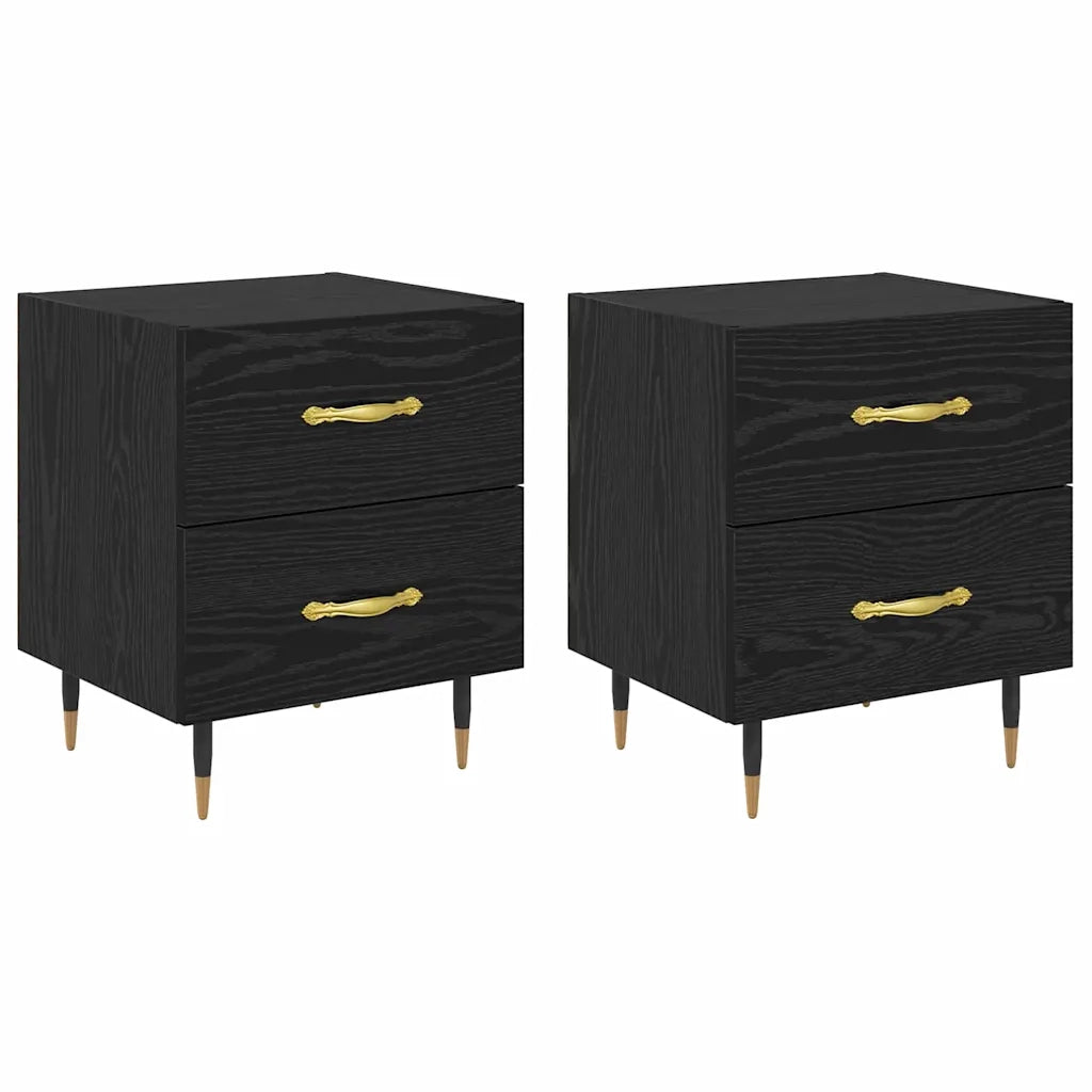 Armadio da Notte 2 pcs Rovere Nero 40 x 35 x 47,5 cm