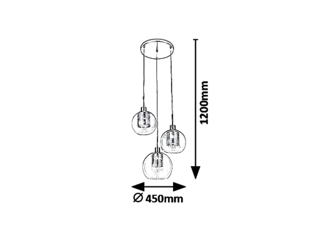 Lampadario Rabalux Philana moderno 3 luci E27 ottone Ø45