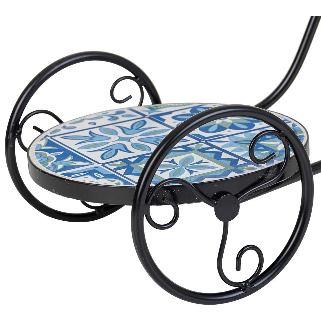 Supporto bici in mosaico Blu e ferro battuto 67x26,5x43h