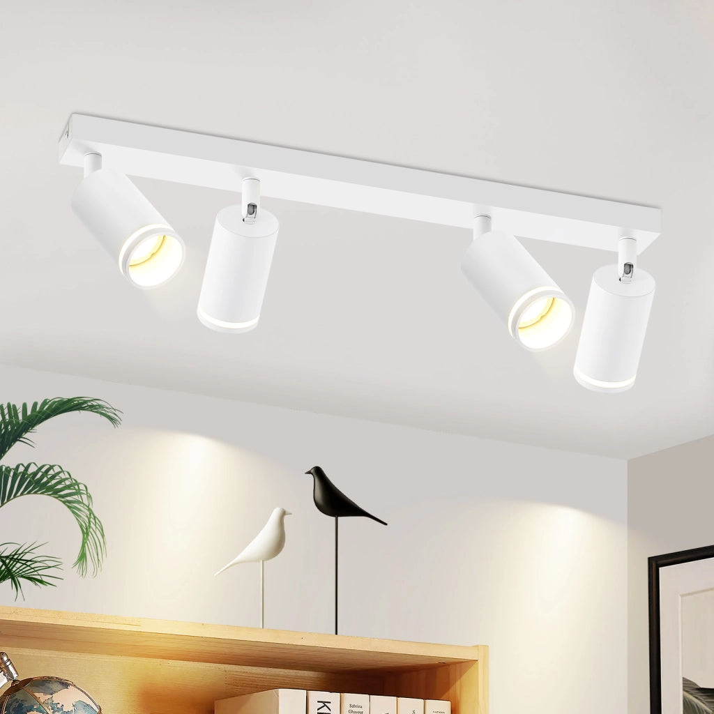 ZMH Faretto da soffitto bianco 4 lampadine Plafoniera moderna GU10 faretti orientabili interni in metallo