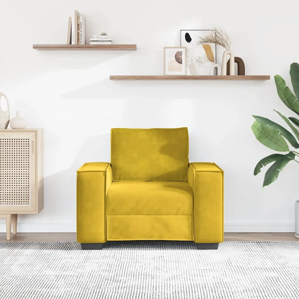 Divano Sedia-Poltrona-Sofa Relax Giallo 60 cm Velluto 671022