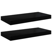 2 pz Scaffali a Parete | Ripiano a parete | Mensole a Parete Nero Lucido 50x23x3,8 cm in MDF
