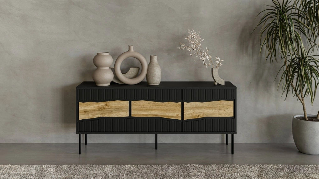 Novolin, Mobile Porta tv un Ripiano, 143.5x40x61.5h cm Nero