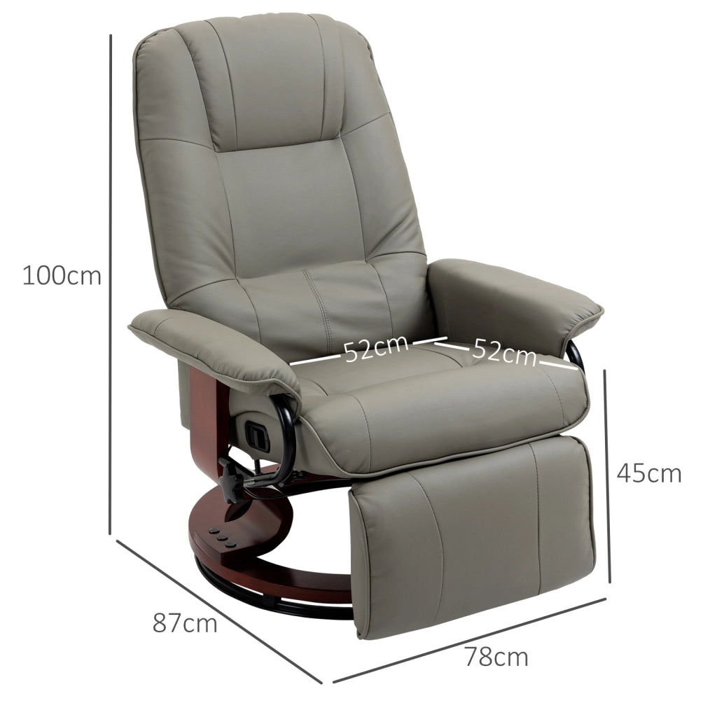 POLTRONA RELAX Reclinabile 145° 78x87x100 cm Grigio in similpelle e schiuma