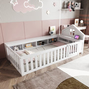 Letto bambino-Xylo-90x200 cm-finestra, contenitore, barriera, porta, sicurezza, bianco
