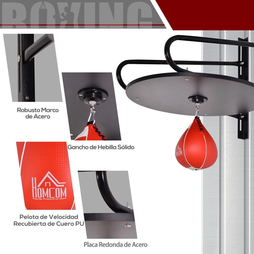 Pera da Boxeo con Supporto a Parete Girevole ¨C Xylo ¨C 60x73x80 cm Nero e Rosso
