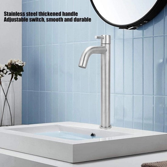 Faucetta per Lavandino da 1/2 Pollici in Acciaio Inossidabile a Filo Singolo per Acqua Fredda - 304 Acciaio Inossidabile Liscio - Stile Elevato per Bagno Cucina