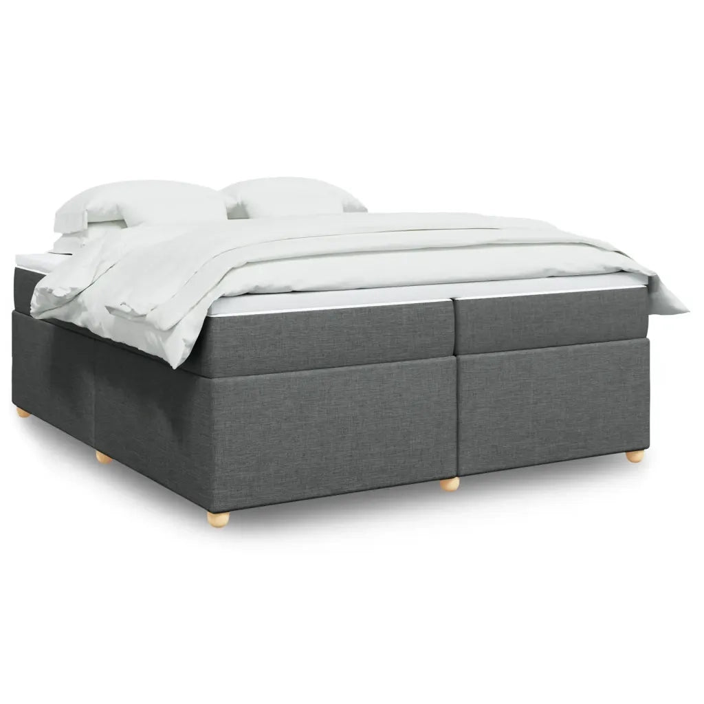Giroletto a Molle con Materasso Grigio Scuro 200x200 cm Tessuto