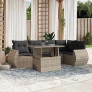 Set Divani da Giardino 7pz con Cuscini Grigio Chiaro Polyrattan 3268552