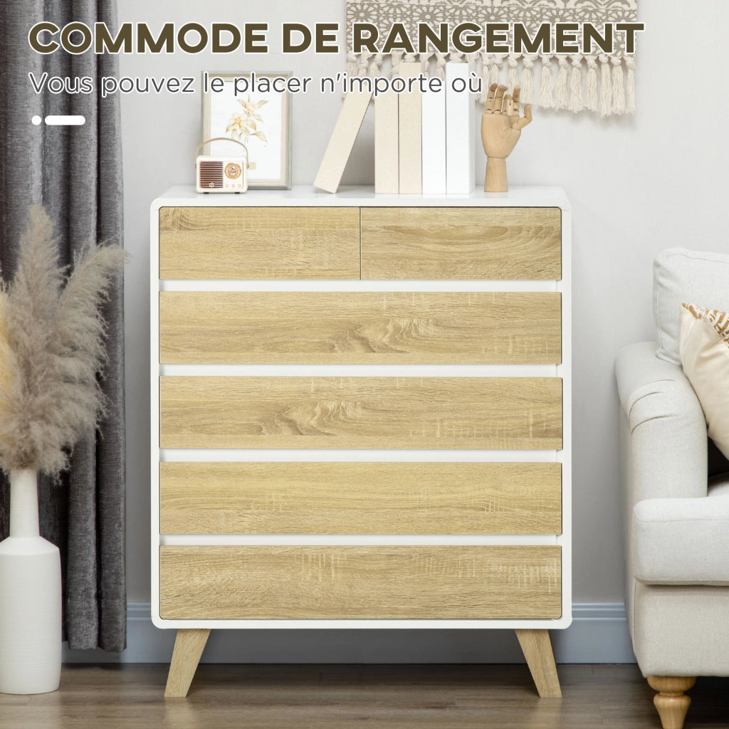 Cassettiera design scandinave 6 cassetti ¨C zephmum ¨C bianco 80x40x95 cm