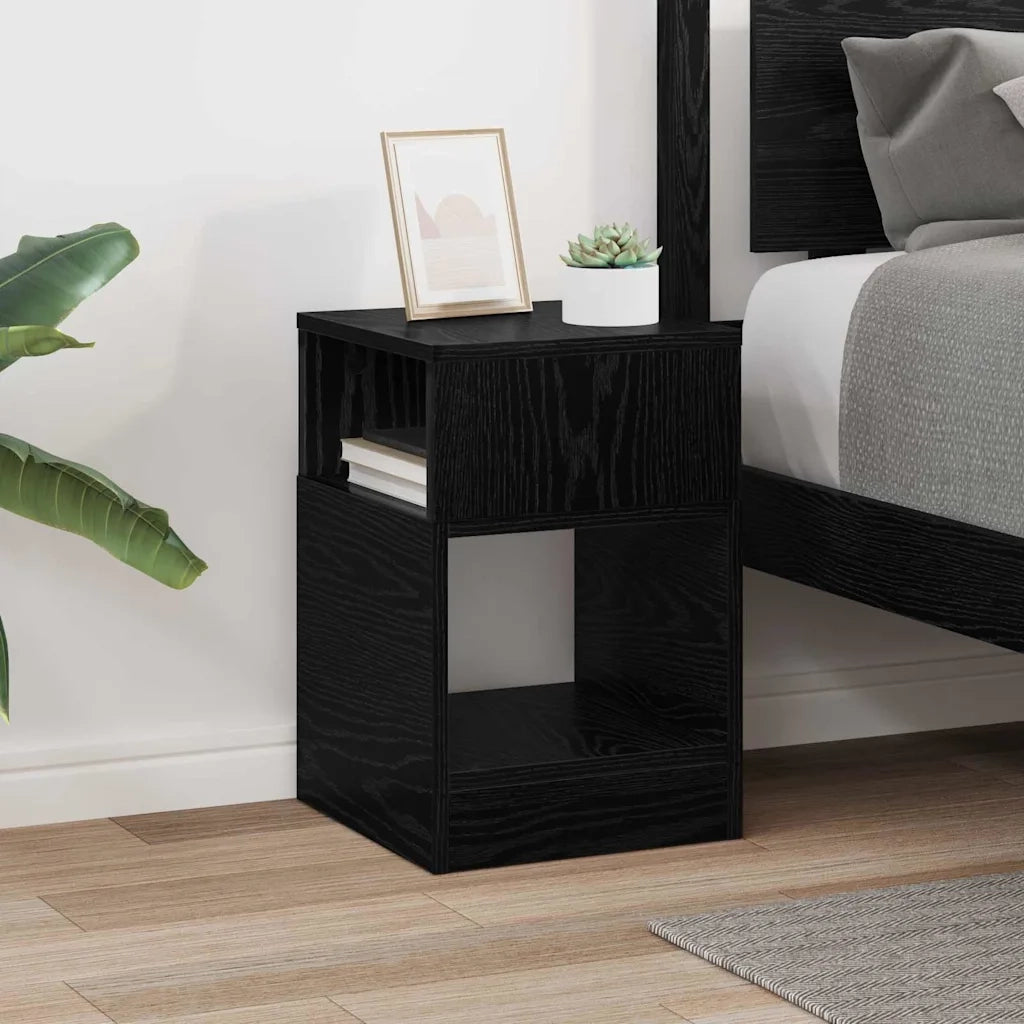 Tavolino Rovere Nero 30,5 x 30 x 45 cm Legno multistrato