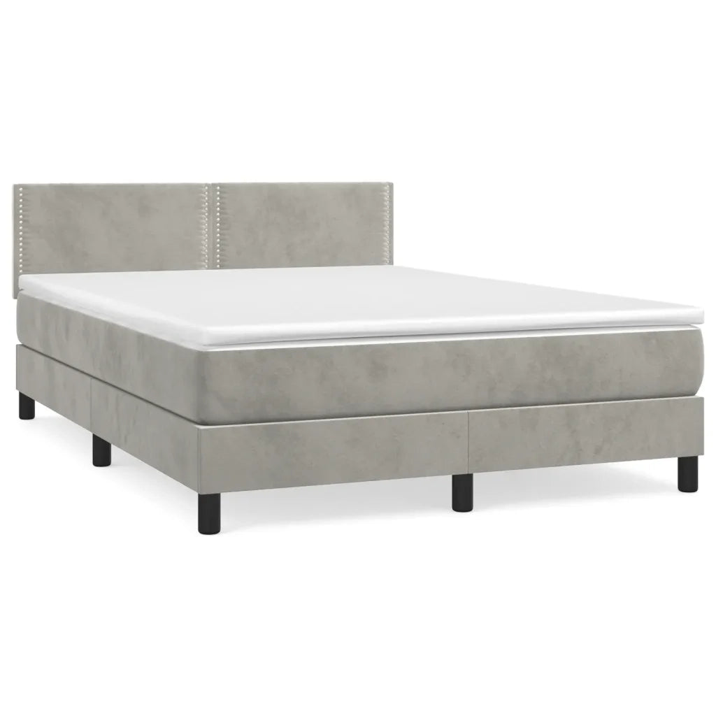 Giroletto a Molle con Materasso Grigio Chiaro 140x200cm Velluto 3141245