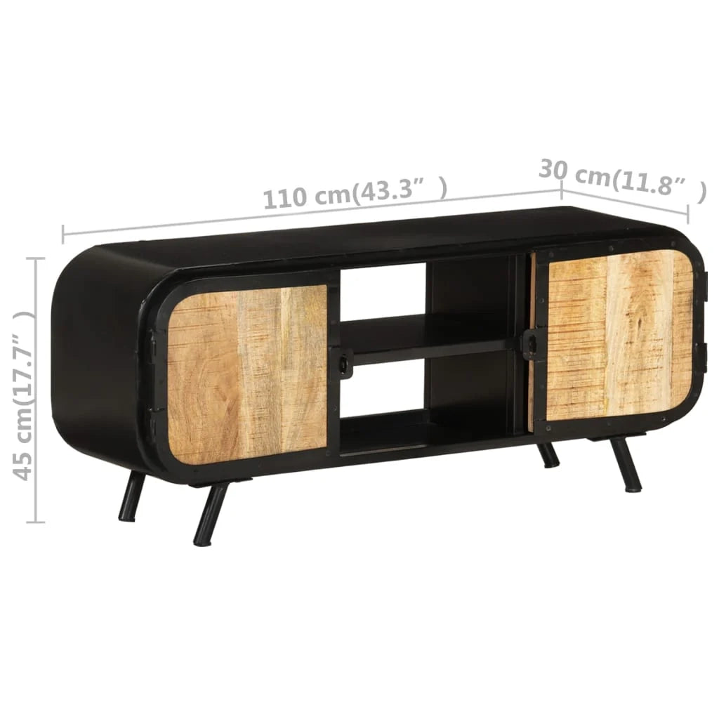 Mobile TV multimediale scaffale TV mobile TV sala da pranzo soggiorno camera da letto 110 x 30 x 45 cm legno di mango marrone grezzo 02_0025742