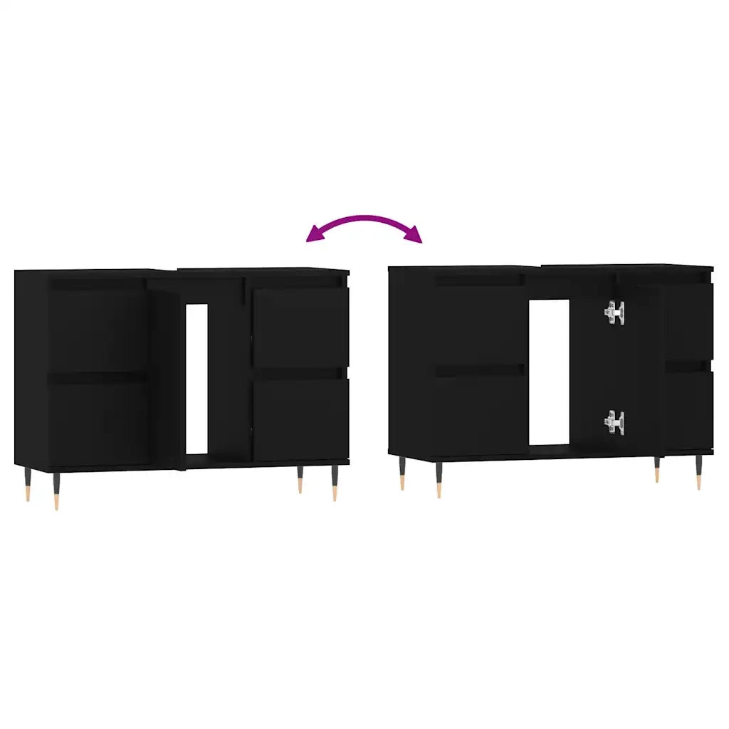 Mobile da Bagno | Armadio da bagno Nero 80x33x60 cm in Legno Multistrato