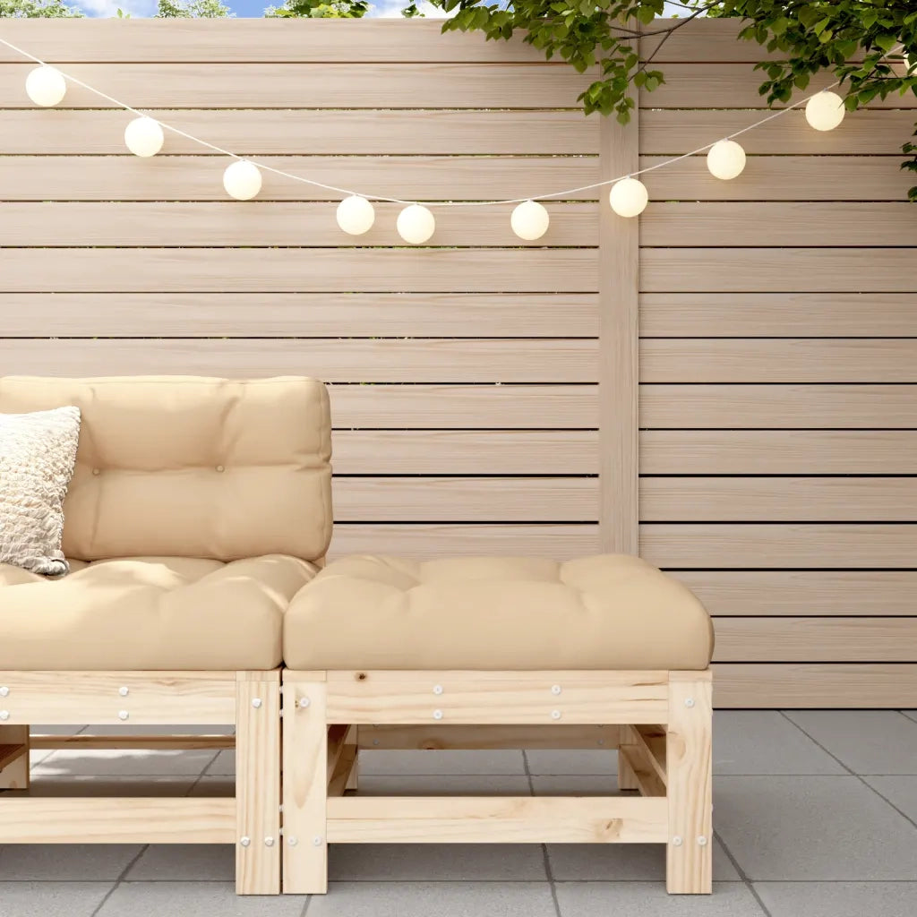 Poggiapiedi da Giardino con Cuscino in Legno Massello di Pino CFW3379802