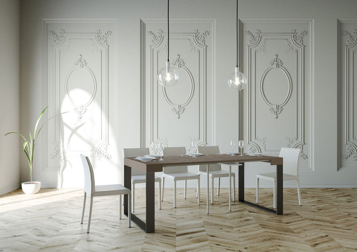 Consolle Allungabile 90-300x40x77 cm Elettra Tortora Telaio Antracite