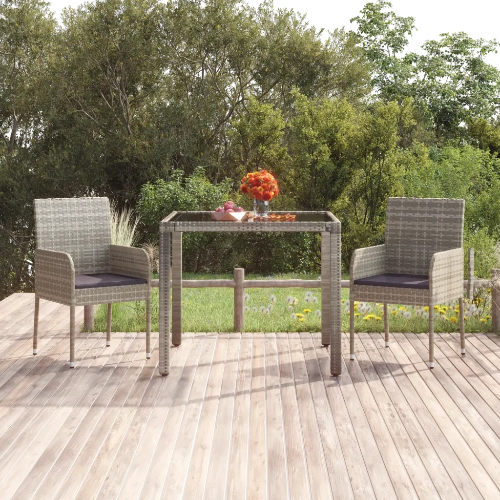 Sedie da Giardino con Cuscini 2 pz in Polyrattan Grigie