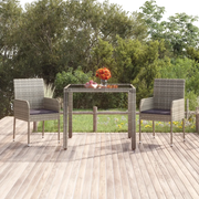Sedie da Giardino con Cuscini 2 pz in Polyrattan Grigie