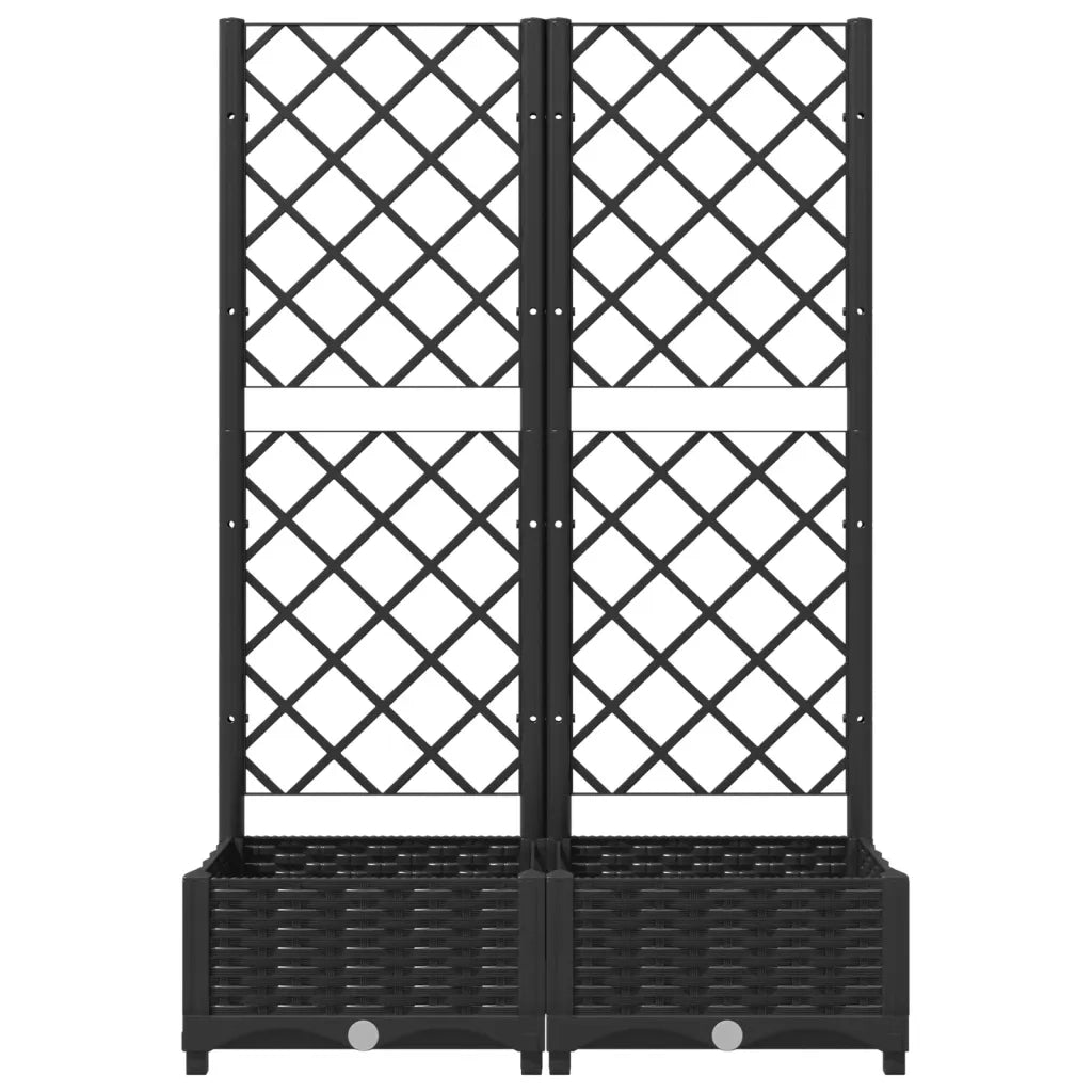 Fioriera da giardino con traliccio nera 80x40x121,5 cm PP 318270