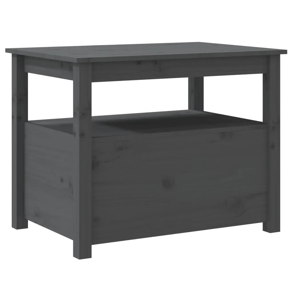 Tavolino da Salotto Grigio 71x49x55cm in Legno Massello di Pino 820938