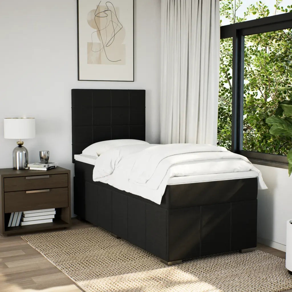 vidaXL Giroletto a Molle con Materasso Nero 90x190 cm in Tessuto
