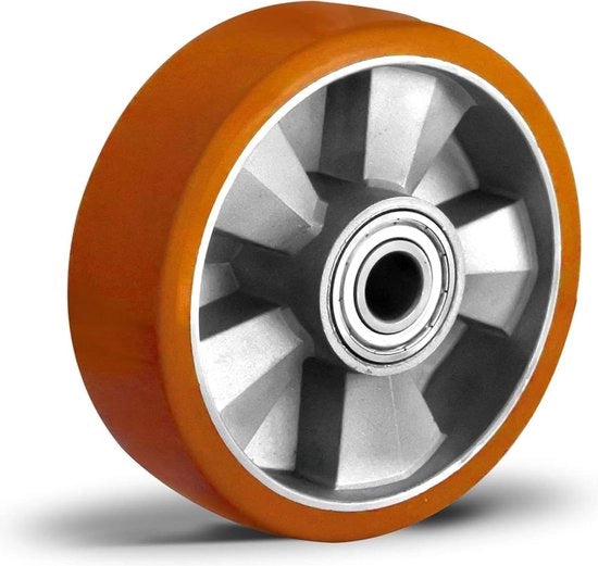 Inseribile per ruote in alluminio con rivestimento polyuretano 160 mm - carico massimo dinamico 600 kg