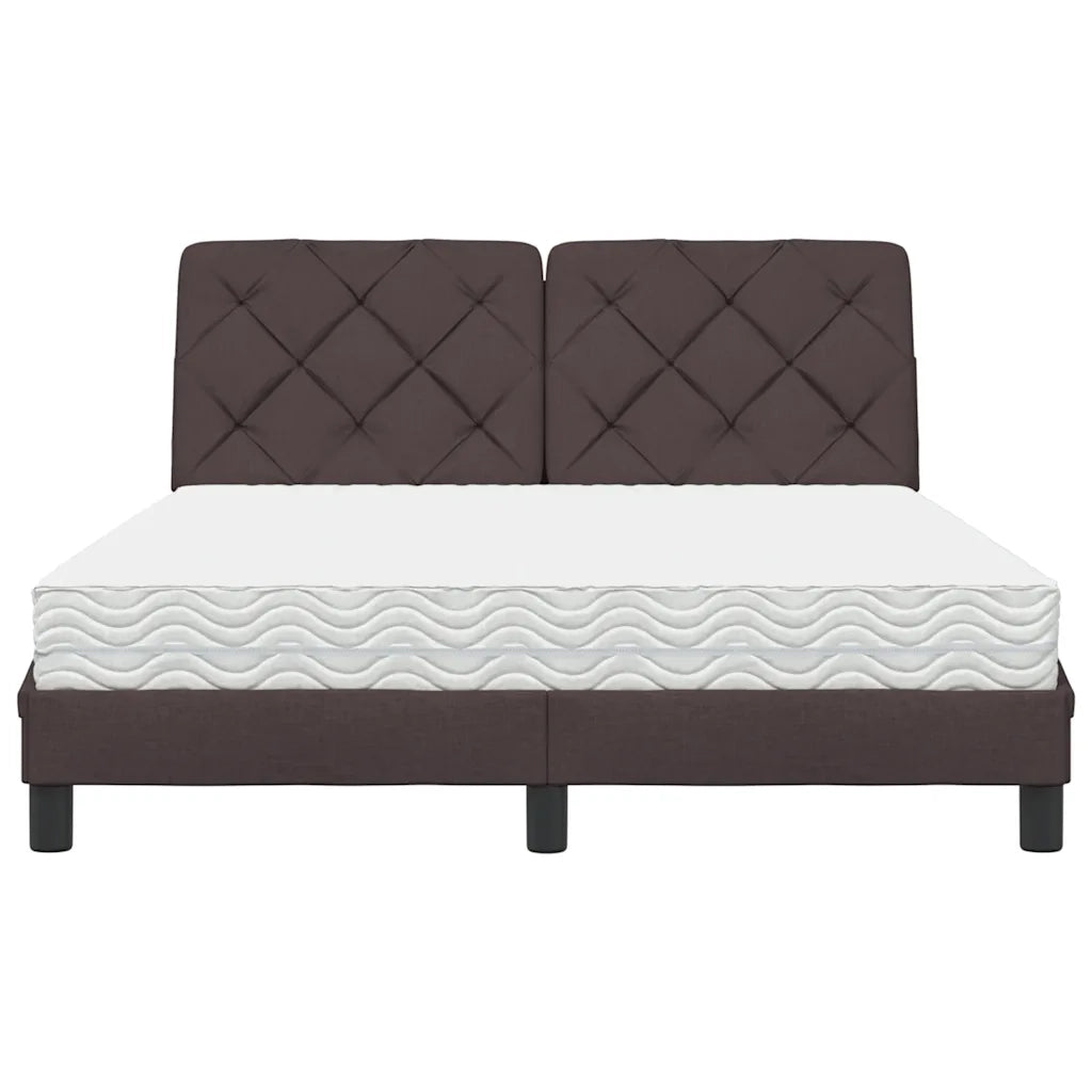 Letto con Materasso Marrone Scuro 140x200cm Tessuto 3310744