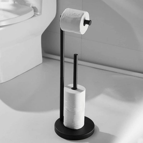 Houder per toilette per pavimento, piastra bagno indipendente in acciaio inossidabile con funzione di ripostiglio, supporto per carta per bagno e cucina