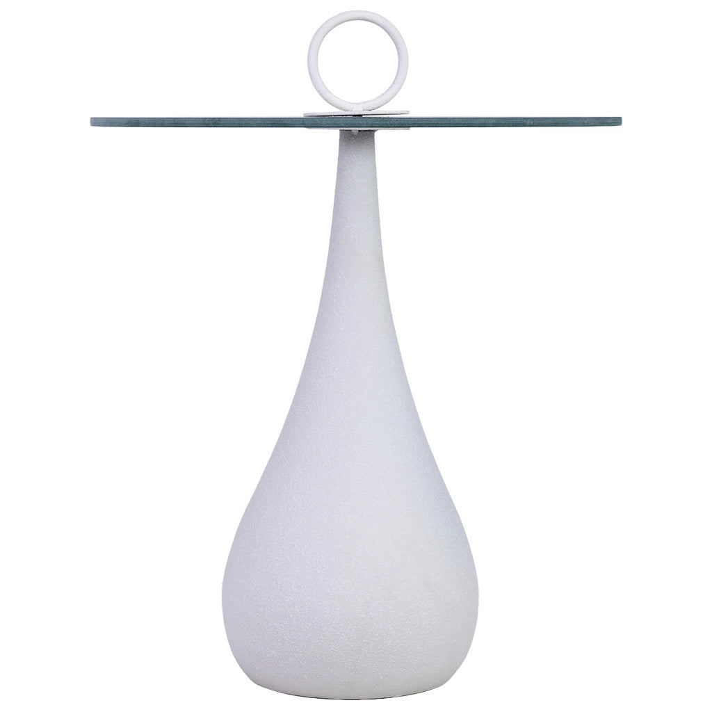 Tavolino in metallo e vetro 40x40x42,5/51h cm Bianco