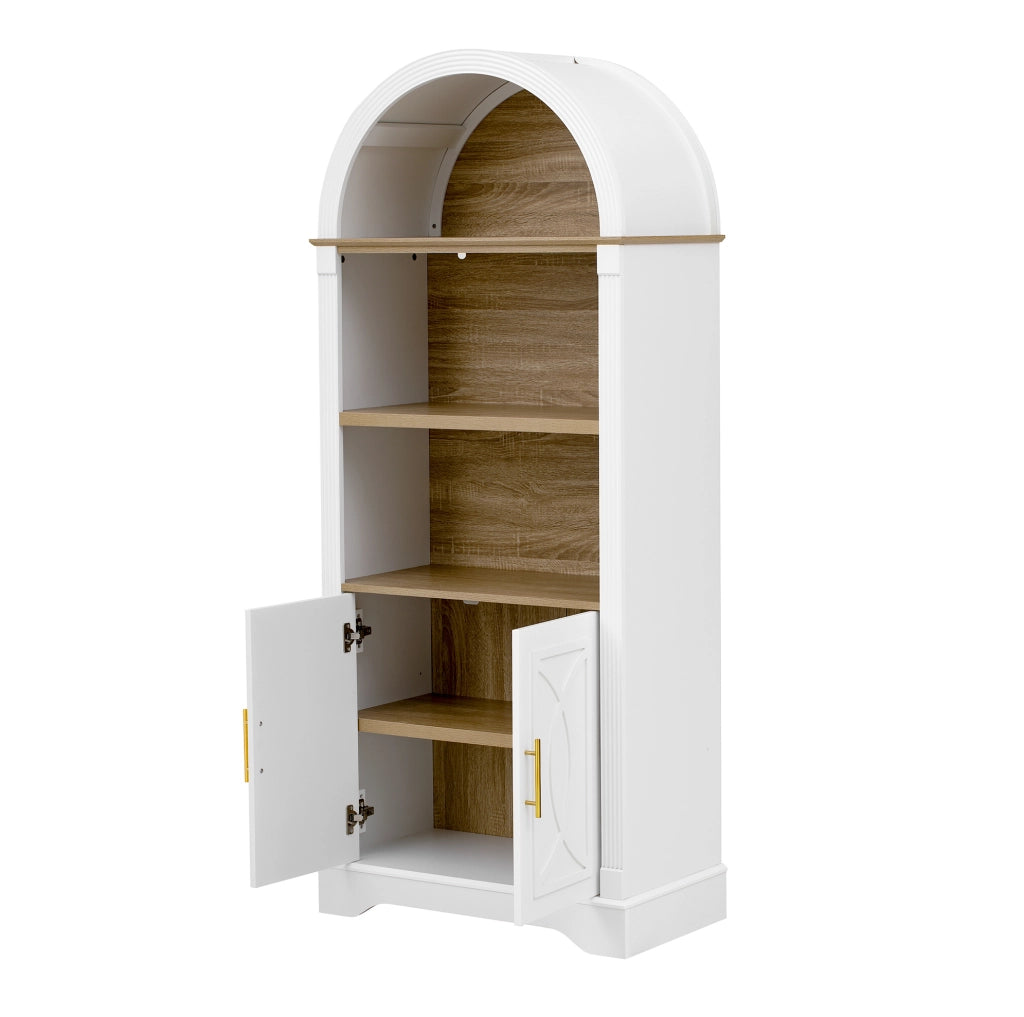 Credenza alta 76,2x40,1x180 cm in MDF bianco con LED, mobile cucina –