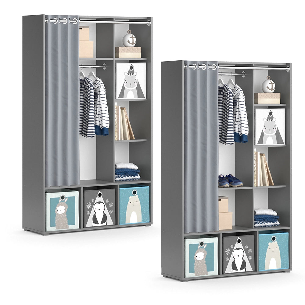 Vicco Guardaroba per bambini Grigio 38 x 178.1 cm Con cassetti pieghevoli (grigio)