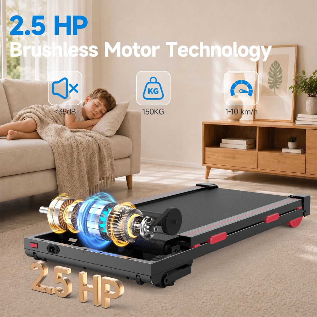 Tapis Roulant Salvaspazio con Pendenza Automatica 15%, Walking Pad da Scrivania Motore Senza Spazzole Silenzioso 2,5CV, 150kg, Telecomando e APP